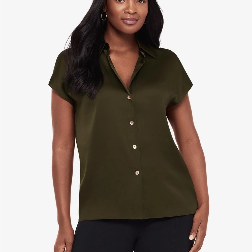 Miraclesuit Deep Green Satin Blouse (nori) NWT